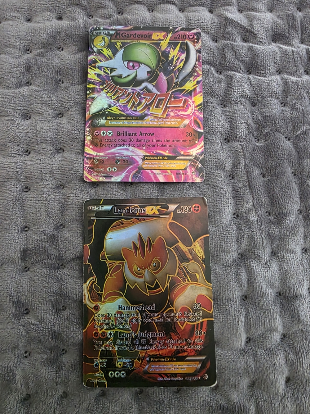 Pokemon Pink Green Mega Gardevoir EX & Brown Orange Landorus EX Trading Cards